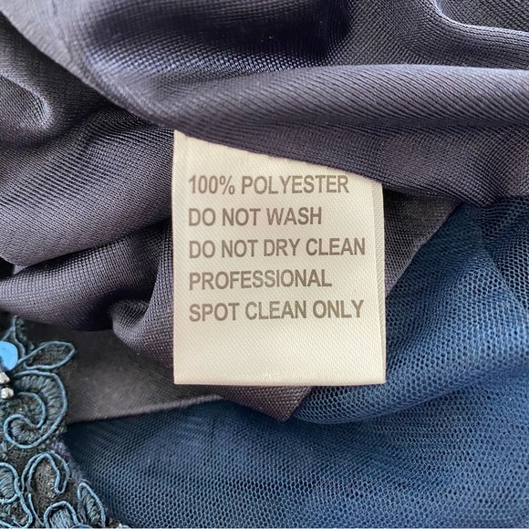 NWT Lace Embellished Beads Trumpet Mermaid Sweep Train Evening Dress Blue 4 - Picture 9 of 11